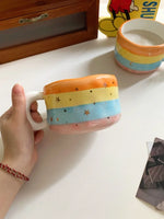 Ahunderjiaz-Cartoon Rainbow Caneca De Cerâmica, Grande Capacidade, Copos Domésticos, Conjunto De Bebidas De Cozinha, Decoração De Casa