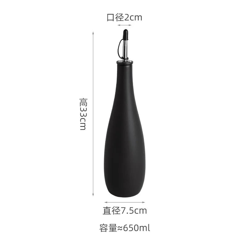 Pote de óleo cerâmico, garrafa de tempero doméstico, azeite, vinagre, dispensador, organizador de cozinha e recipiente de armazenamento, 650ml