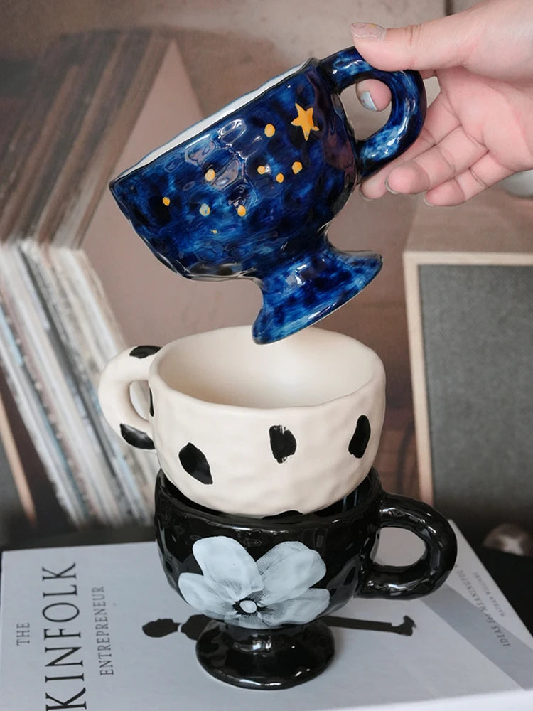 Ahunderjiaz-Retro Azul Cerâmica Caneca De Café, Cozinha Beber Set, Home Drinkware, Drinkware Decoração