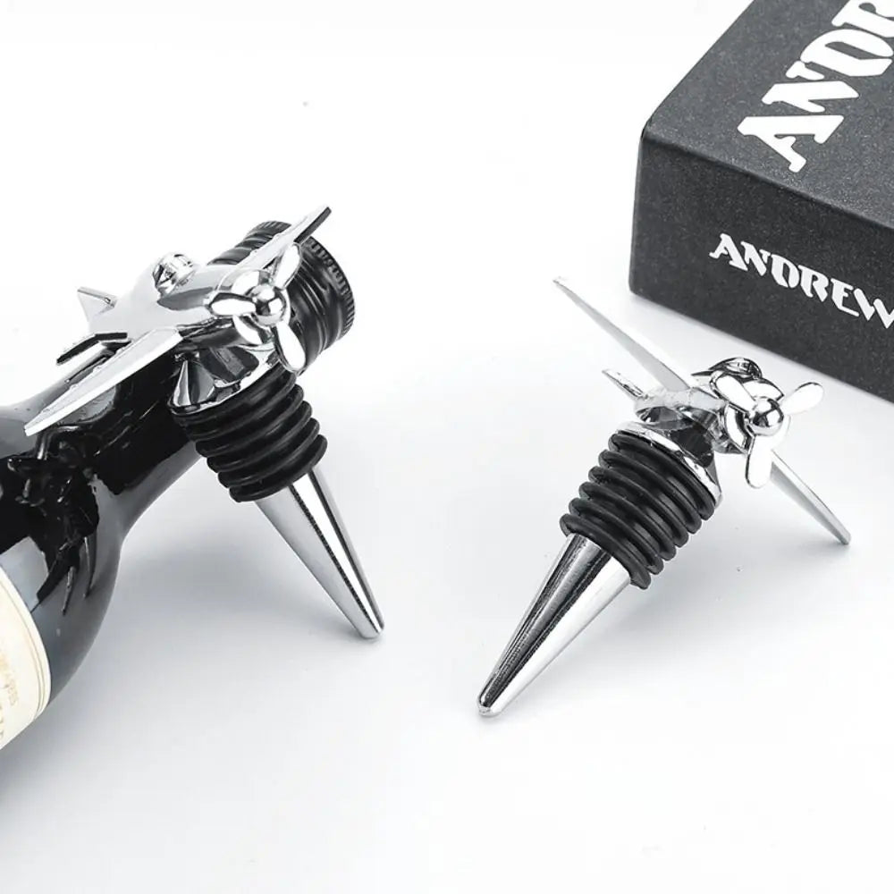 Avião Em Forma De Vinho Rolhas De Garrafa, selador De Vácuo, Metal Beer Garrafa Saver, Rolhas 3D Reutilizáveis