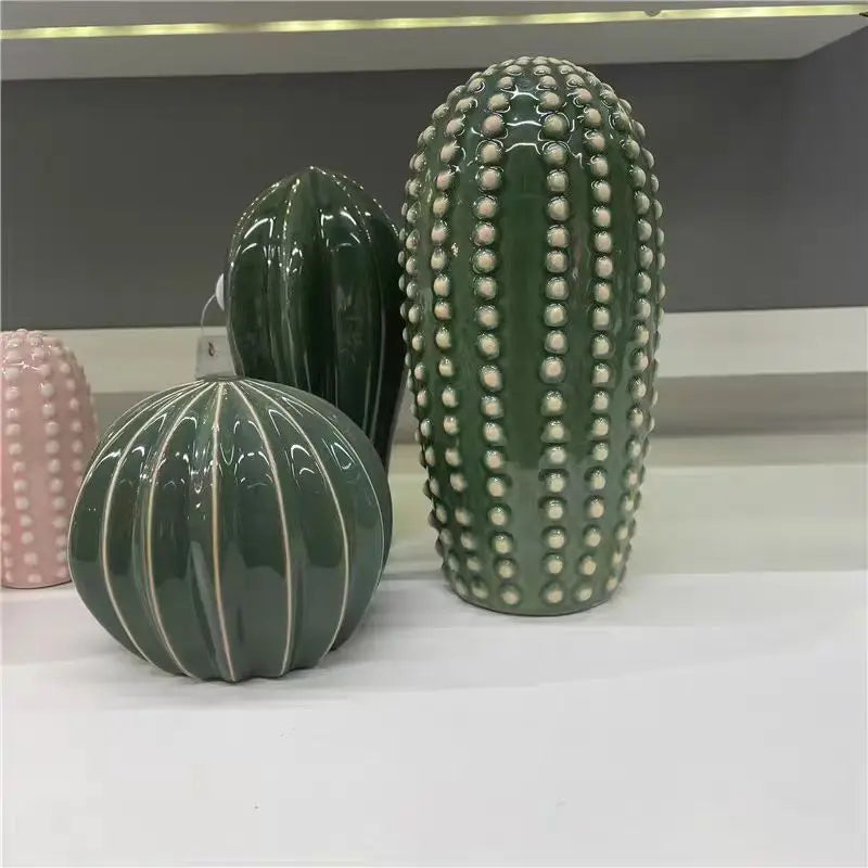 Nordic Ceramic Handicraft Simulation Cactus Ornaments, Arte criativa, Mobiliário doméstico decorativo, Adereços de fotografia, Green Room Decor