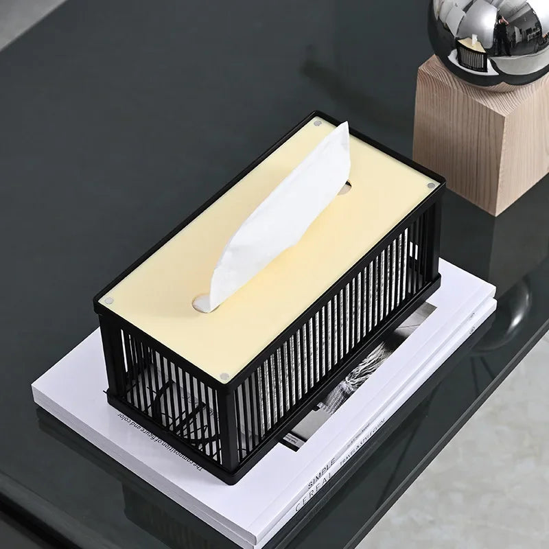 Ahunderjiaz-Caixa De Tecido De Metal Para Mesa De Jantar, Hotel, Banheiro, Casa, Decoração De Armazenamento De Cozinha, Estilo Moderno