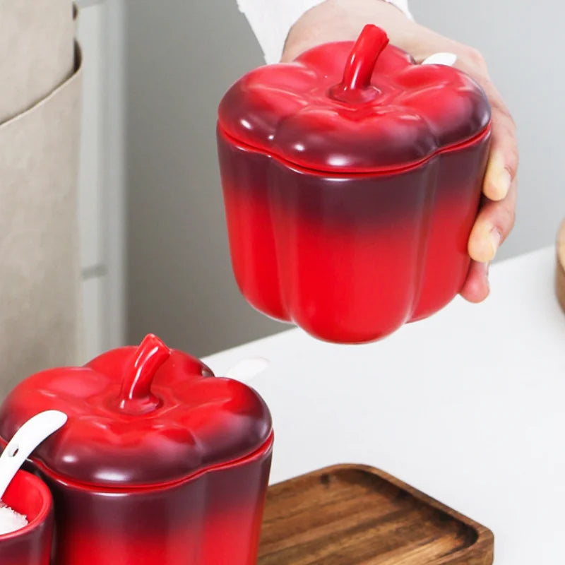 Cerâmica moderna conjunto de tempero jar cozinha do agregado familiar açúcar frasco de sal com tampa frasco grande capacidade de armazenamento de alimentos caixa de cozinha recipiente