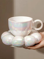 Ahunderjiaz-Modern Cloud Copo De Café De Cerâmica Com Coaster, Utensílios De Cozinha Conjunto, Casa, Escritório, Novo