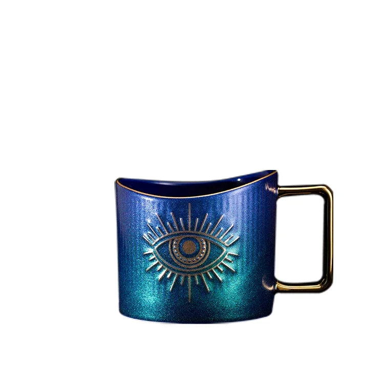 420ml cerâmica drinkware canecas copos de café criativo colorido olhos xícara de chá escritório casa drinkware microondas forno casal handgrip copos