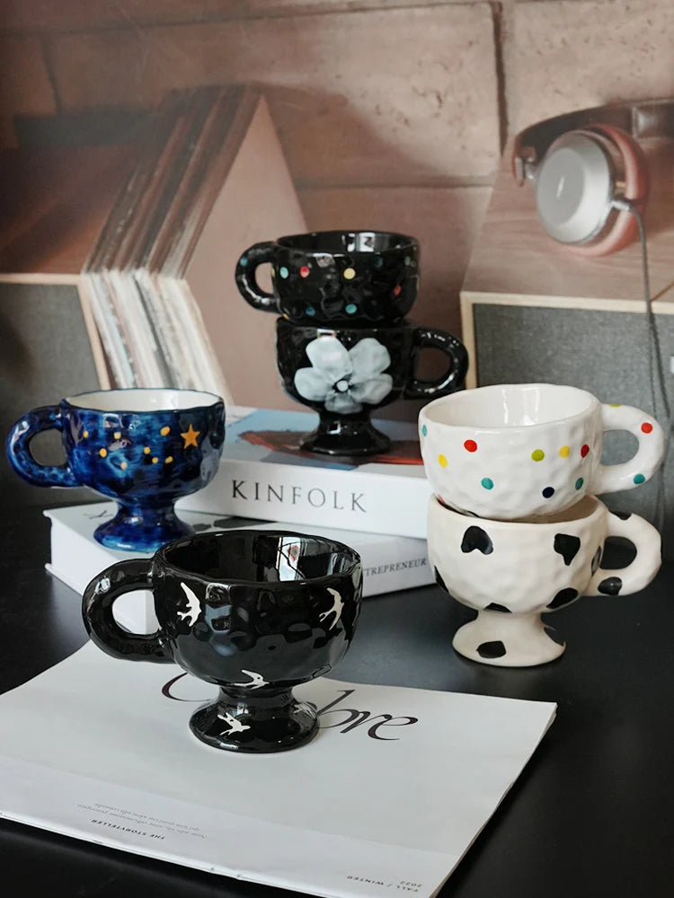 Ahunderjiaz-Retro Azul Cerâmica Caneca De Café, Cozinha Beber Set, Home Drinkware, Drinkware Decoração