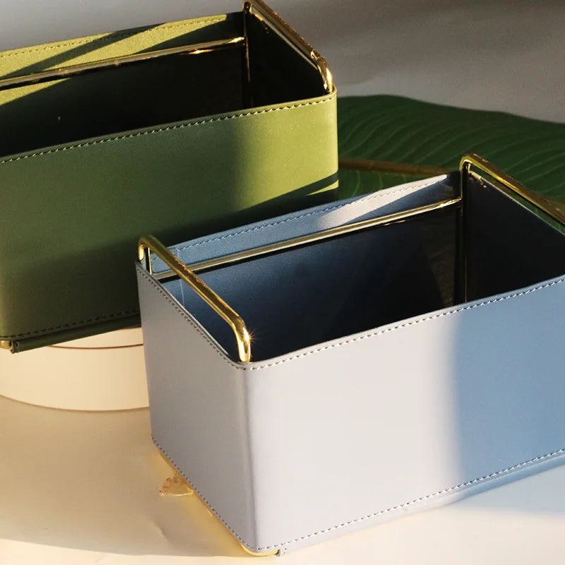 Ahunderjiaz-Cesta De Armazenamento De Couro De Ferro, Caixa De Armazenamento Para Sala De Estar, Desktop, Jóias, Decoração Do Lar, Luxo