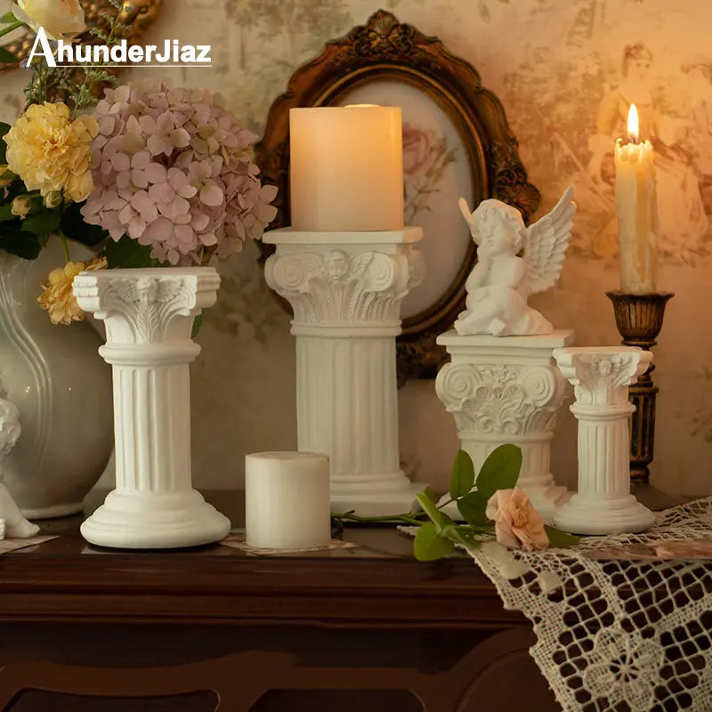 Vela de Pilar Romana Retro Estilo Europeu, Resina Floresta, Armário de Livros, Balanço Do Edifício, Privado Econômico, Decoração do Lar