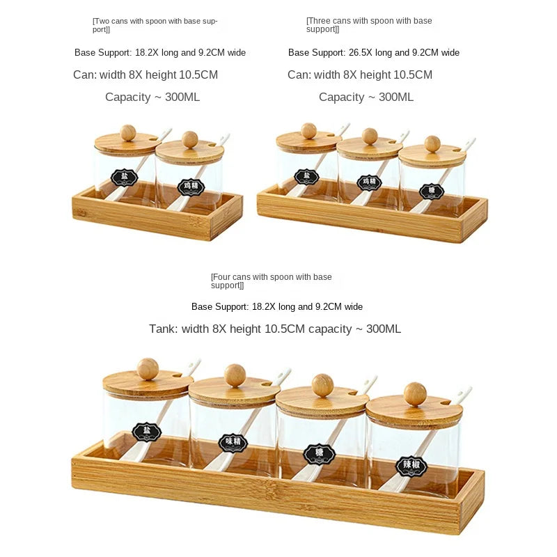 Criativo vidro spice jar casa três-peça sal frasco de açúcar com tampa spice pepper caixa de armazenamento recipiente de vidro decoração para casa