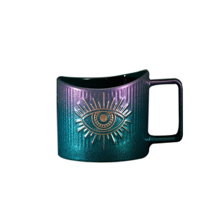 420ml cerâmica drinkware canecas copos de café criativo colorido olhos xícara de chá escritório casa drinkware microondas forno casal handgrip copos