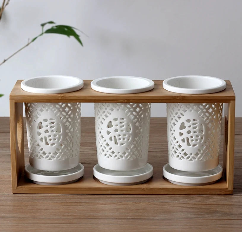 Conjunto de hashis de cerâmica, conjunto multifuncional de tubos para armazenamento de colher, hashi e garfo caixa de armazenamento de cozinha