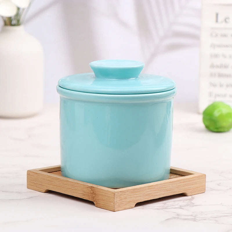 Copo cerâmico com tanque de óleo amarelo, Água selada com tampa, Tanque selado queijo, Caixa de manteiga estilo ocidental criativo