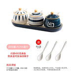 Moderno conjunto de três peças caixa de tempero de cerâmica pote de especiarias casa sal frasco de açúcar molho de soja garrafa de vinagre acessórios de cozinha novo