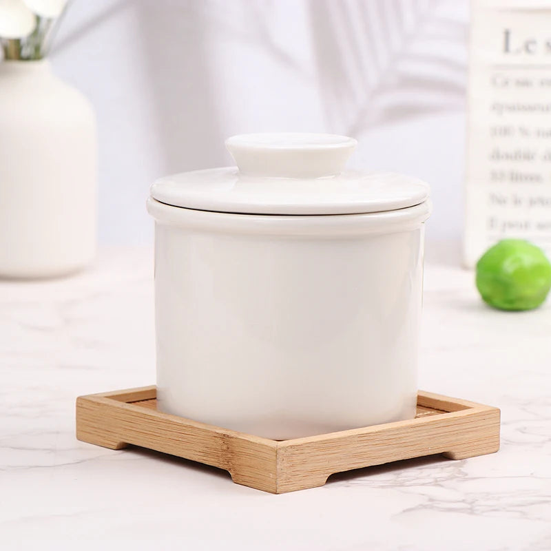 Copo cerâmico com tanque de óleo amarelo, Água selada com tampa, Tanque selado queijo, Caixa de manteiga estilo ocidental criativo