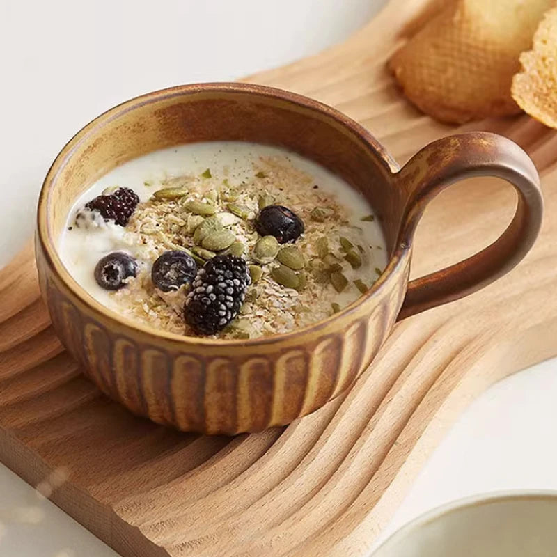Ahunderjiaz-estilo nórdico caneca cerâmica, retro café da manhã caneca, aveia xícara de café, leite doméstico copo, cozinha, jantar e bar