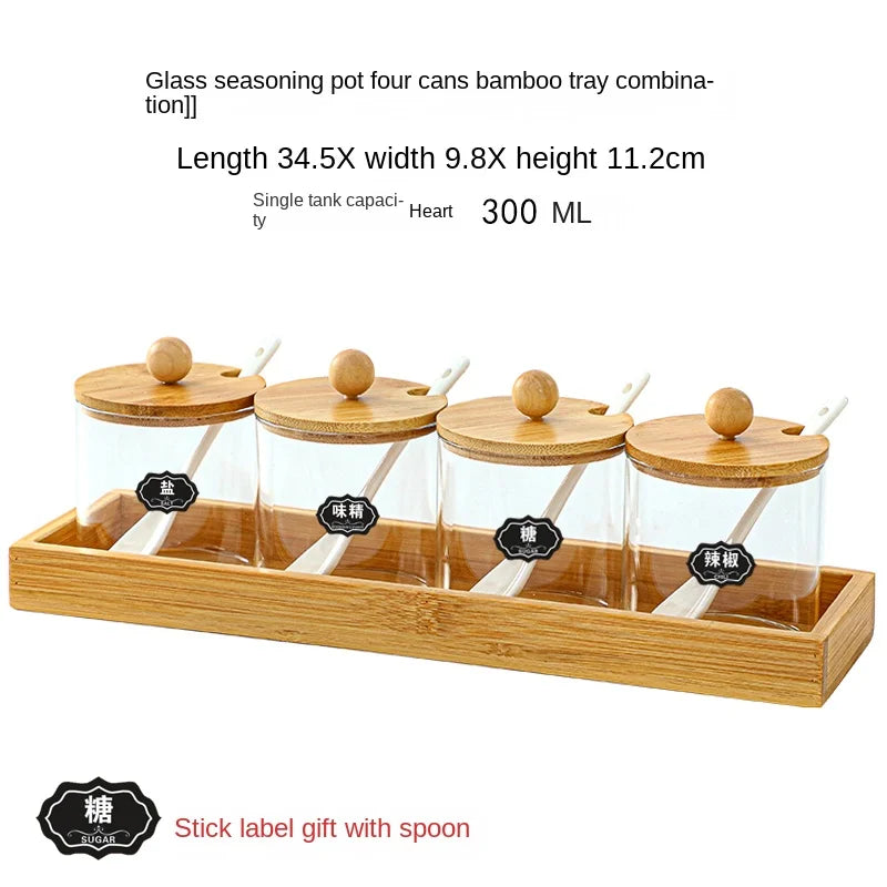 Criativo vidro spice jar casa três-peça sal frasco de açúcar com tampa spice pepper caixa de armazenamento recipiente de vidro decoração para casa