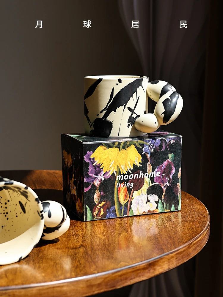 AhunderJiaz-Clássico Retro Creme Tinta Artesanal Cerâmica Caneca, Copos De Café Leite, Utensílios De Beber Casa, Conjunto De Copos De Casa