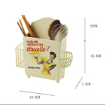 AhenderJiaz-Francês Vintage Talheres Balde De Armazenamento, Prateleira De Cozinha Doméstica, Multifuncional Pendurado Na Parede, Conjunto De Tubo De Pauzinha