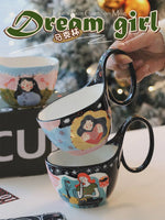 Caneca bonita cerâmica retro francesa, Copos de aveia, Xícara de café do casal, Casa bebendo utensílios, Home Drinkware Set, 400ml, 2024