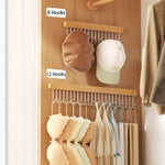 Cabide de madeira retrátil, Armazenamento de sutiã multifuncional, Organizador de roupeiro de parede, gravata de colete, 8 ganchos, 12 ganchos