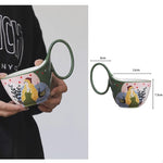 Caneca bonita cerâmica retro francesa, Copos de aveia, Xícara de café do casal, Casa bebendo utensílios, Home Drinkware Set, 400ml, 2024