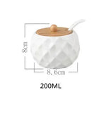 Cerâmica tempero pote tempero caixa bandeja de madeira tempero garrafa de açúcar tigela de sal do agregado familiar com colher suprimentos cozinha