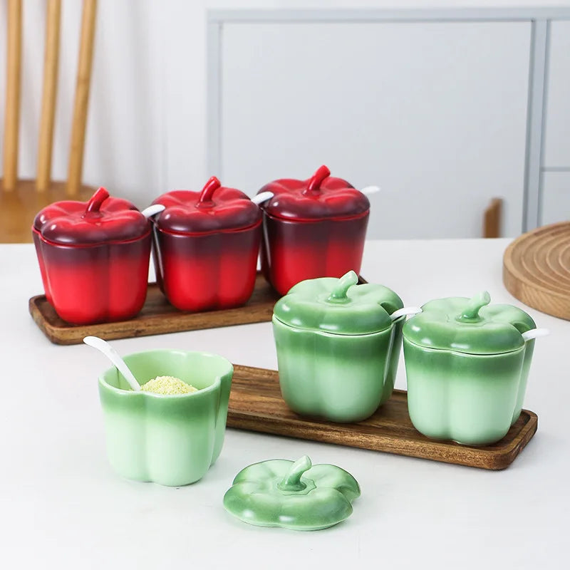 Cerâmica moderna conjunto de tempero jar cozinha do agregado familiar açúcar frasco de sal com tampa frasco grande capacidade de armazenamento de alimentos caixa de cozinha recipiente