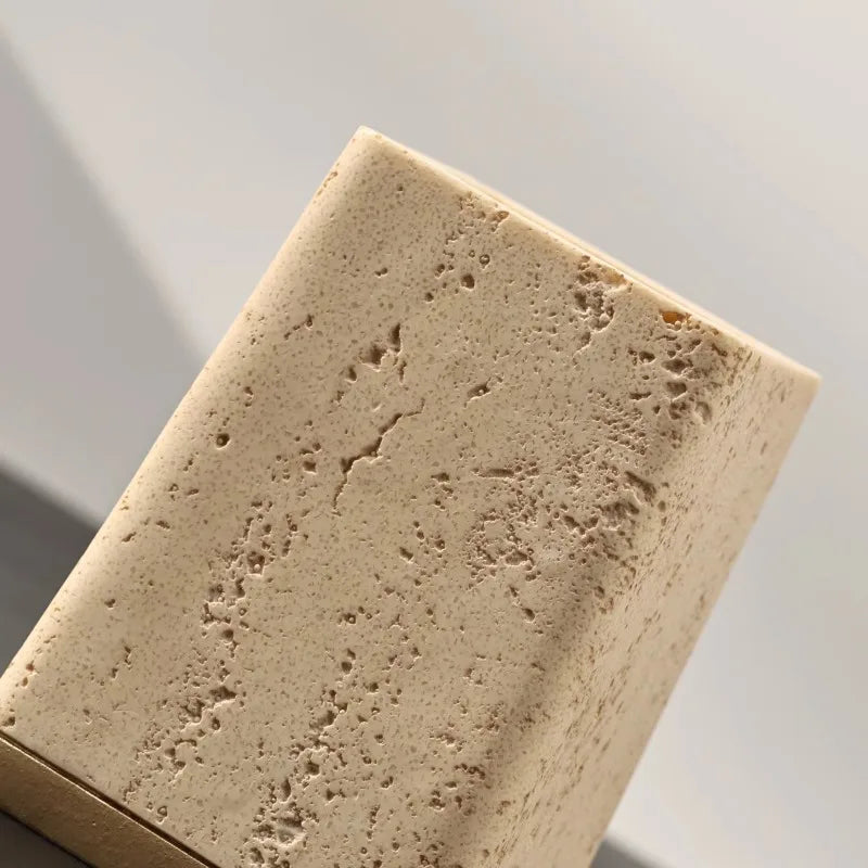 Ahunderjiaz Wabi-Sabi Estilo Natural Amarelo Caverna Pedra Caixa De Armazenamento, Criativo Desktop Pen Titular Ornamentos, Decoração Para Casa