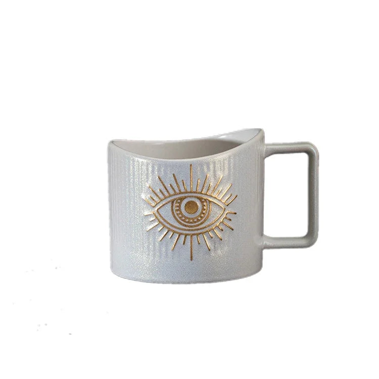 420ml cerâmica drinkware canecas copos de café criativo colorido olhos xícara de chá escritório casa drinkware microondas forno casal handgrip copos