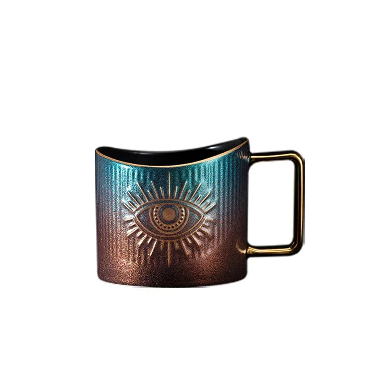 420ml cerâmica drinkware canecas copos de café criativo colorido olhos xícara de chá escritório casa drinkware microondas forno casal handgrip copos