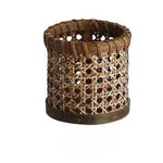 Estilo nórdico rattan tecido coleção bandeja cesta alça de couro pequena cesta circular aromaterapia conjunto chá cesta pão