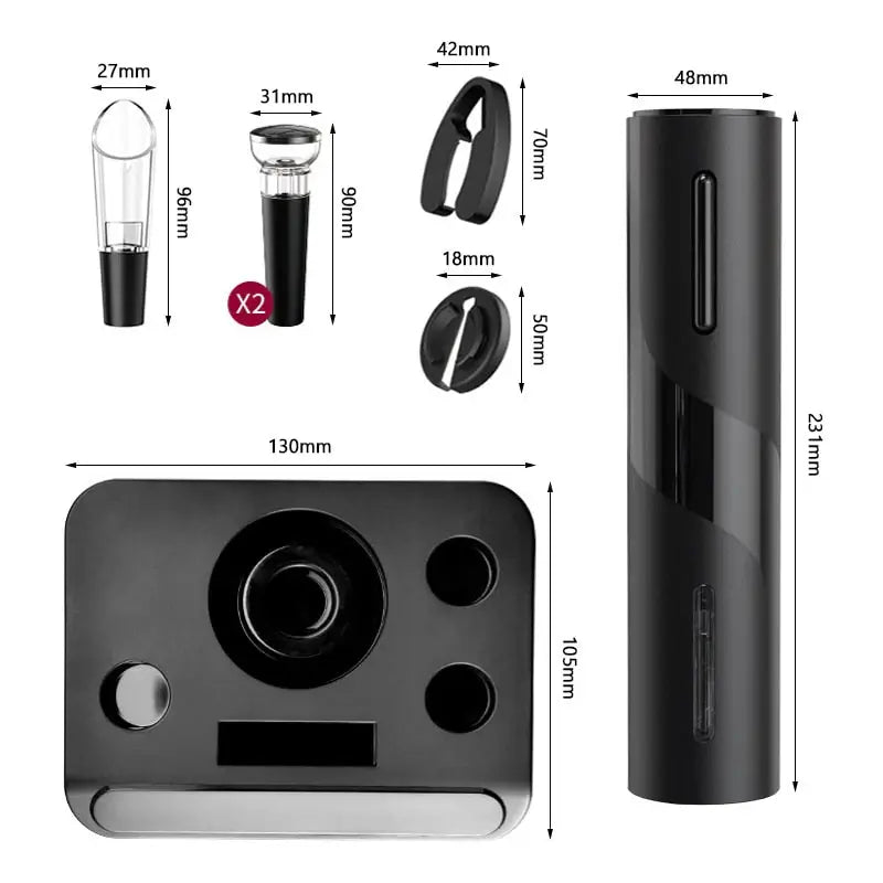 Abridor de Vinho Elétrico Multifuncional, Saca Rolhas, Cortador de Lacre, Abridor de Vinho USB, Saca Rolhas USB, Rolha a Vacuo, Saca Rolha Multifuncional, Derramador de Vinho