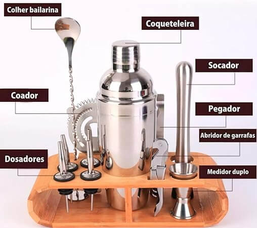 Kit para coquetelaria em base de madeira com diversos itens expostos, Kit de Coquetelaria Bamboo Completo, Kit para Bebidas, Kit para Coqueteis, Kit para Bebidas Alcoólicas, Kit de Coquetelaria em Bambu, Kit de Coquetelaria, Kit Coquetelaria, Kit Barman, Conjunto para Drinques, Conjunto para Bebidas, Conjunto para Bebidas, Alcoólicas, Conjunto de Coquetelaria em Bambu, Conjunto de Coquetelaria, Conjunto Coqueteleira, Conjunto Barman, Loja Comprinha do Futuro