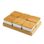 Quadrado moderno cerâmica bandeja de frutas com bambu e bandeja de madeira lanche doces caixa de armazenamento dividido porca bandeja de comida tigela decoração para casa