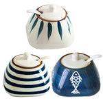 Estilo japonês tempero garrafa cerâmica saleiro cozinha recipiente de armazenamento de alimentos doméstico pimentão pimenta shaker dispensador de alimentos