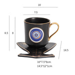 200ml olhos azuis turcos luxo xícara de café pires conjunto com mão e clothe forma prato otomano copo café cappuccino copo