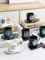 200ml olhos azuis turcos luxo xícara de café pires conjunto com mão e clothe forma prato otomano copo café cappuccino copo