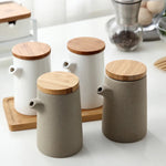 Frasco de tempero de cerâmica nórdico, molho de soja, bandeja de madeira, vinagre, conjunto doméstico de cozinha, suprimentos de combinação