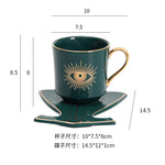 200ml olhos azuis turcos luxo xícara de café pires conjunto com mão e clothe forma prato otomano copo café cappuccino copo