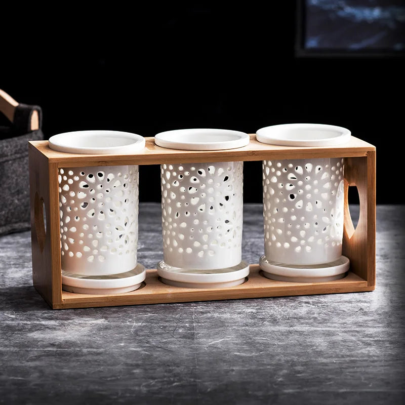 Conjunto de hashis de cerâmica, conjunto multifuncional de tubos para armazenamento de colher, hashi e garfo caixa de armazenamento de cozinha