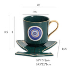 200ml olhos azuis turcos luxo xícara de café pires conjunto com mão e clothe forma prato otomano copo café cappuccino copo