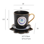 200ml olhos azuis turcos luxo xícara de café pires conjunto com mão e clothe forma prato otomano copo café cappuccino copo