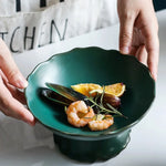 Criativo alto azul tigela de cerâmica prato salada frutas macarrão sobremesa placa restaurante do hotel utensílios cozinha porcelana novo