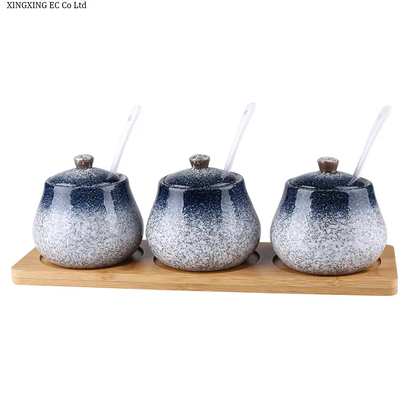 Tanque de armazenamento de cerâmica japonesa retrô para tempero de casa conjunto de garrafas de óleo tanque de sal restaurante comercial louça