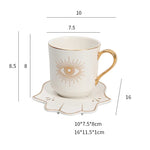 200ml olhos azuis turcos luxo xícara de café pires conjunto com mão e clothe forma prato otomano copo café cappuccino copo