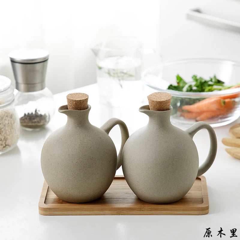 Frasco De Tempero De Cerâmica Doméstico, Pote De Azeite, Garrafa De Vinagre, Utensílios De Cozinha, Recipiente De Armazenamento De Alimentos De Porcelana, Garrafa De Molho De Soja