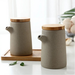 Frasco de tempero de cerâmica nórdico, molho de soja, bandeja de madeira, vinagre, conjunto doméstico de cozinha, suprimentos de combinação