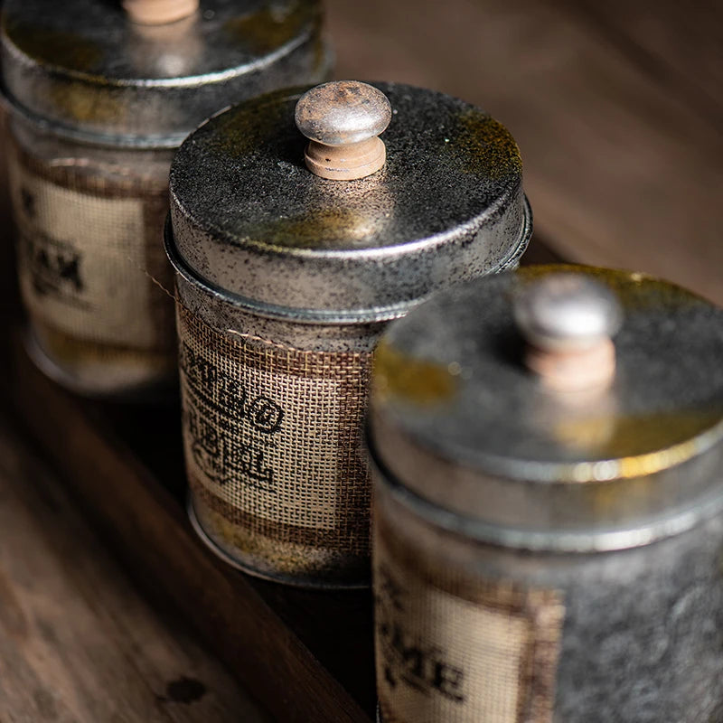 Tanque De Armazenamento De Café Retro, Lron Vintage, Cereal Seco, Frascos De Nozes, Adereços De Fotografia, Recipiente De Cozinha, Home Decor, Metal Selado Latas