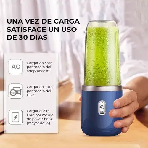 Liquidificador Portatil para frutas, visual minimalista numa base azul e rosa com copo pronto para transporte. Liquidificador para Frutas e Shakes Portátil. Aparelho para Shakes, Mixer Portátil, Misturador, Liquidificador Portátil, Liquidificador de Viagem, Liquidificador Compacto, Liquidificador Multifuncional, Mini Liquidificador, Mixer de viagem, Mixer para Frutas, Mixer para Sucos, Mixer Prático, Liquidificador Pequeno, Liquidificador Prático, Loja Comprinha do Futuro