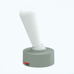 Luminária com formato de controle Joystick, Base cinza circular e lâmpada de formato cilíndrico com ajuste de inclinação para os lados. Luminária de Mesa Gamer Cinza, Luminária Pino Interruptor, Luminária Nerd, Luminária Geek, Luminária Formato Interruptor, Luminária Estilo Minimalista, Luminária Estilo Industrial, Luminária em Formato de Pino, Luminária de Mesa, Luminária Alavanca, Luminária de Pino, Loja Comprinha do Futuro